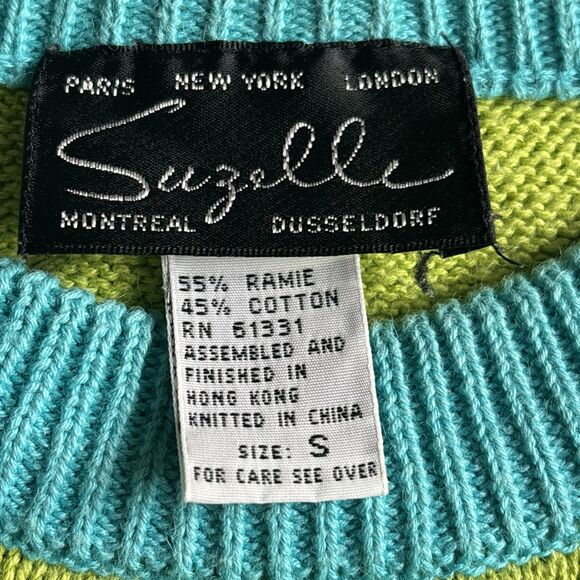 Vintage Suzelle Ramie Cotton Novelty Designer Embellished Sweater Size Small - Picture 5 of 10